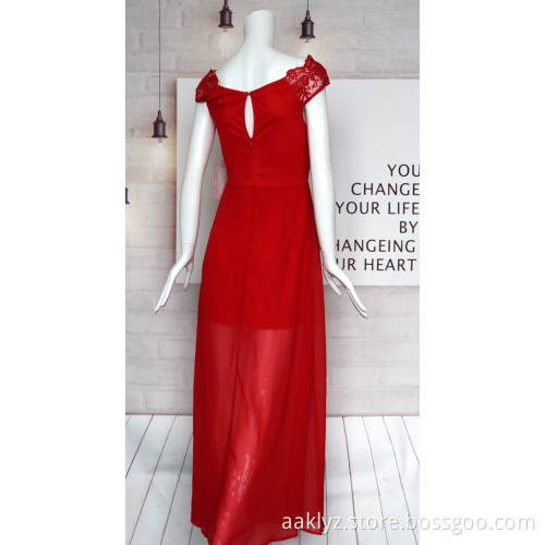 Red Chiffon besticktes Kleid der Frauen